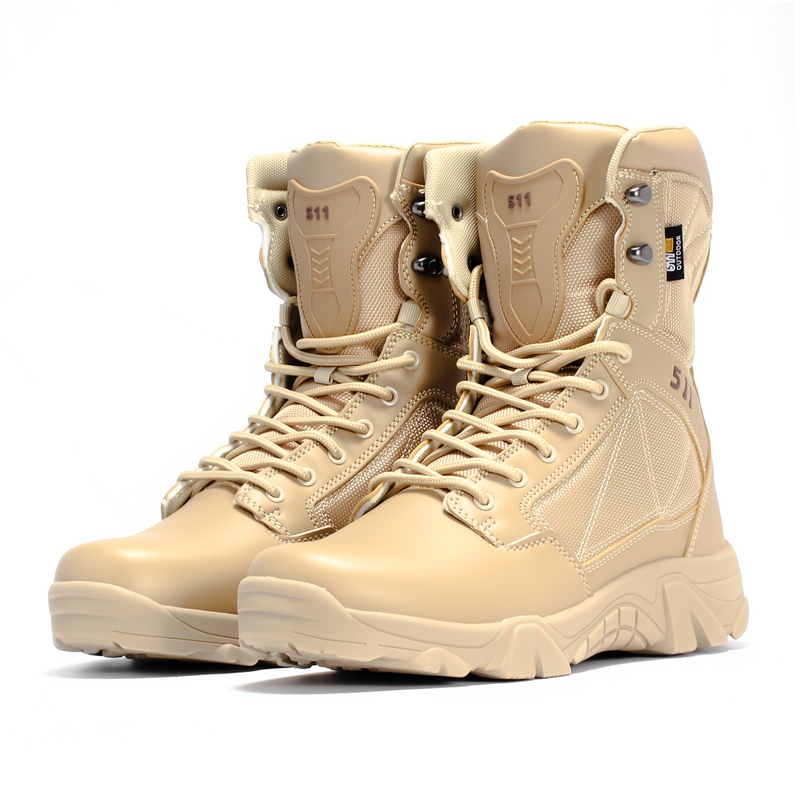 Men's High-Top Tactical Boots Desert Waterproof Hiking Boots with Safety Features In-Stock