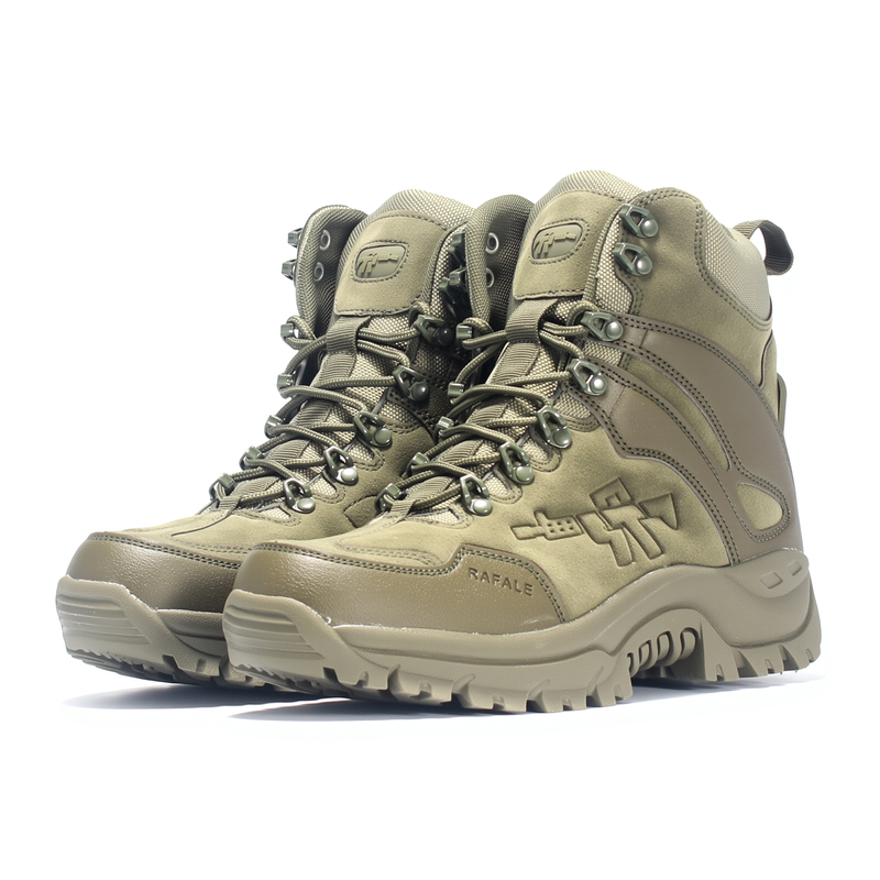 Custom Brand Men's Outdoor Mountain Climbing Hiking Training Shoes Suede Leather Lace Up Tactical Boots