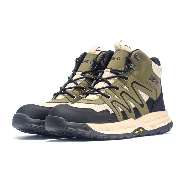 Microfiber Leather Men's Work Safety Boots Steel Toe Anti-Puncture Feet Protective Outdoor Working Shoes 